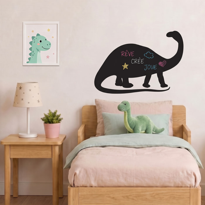 Sticker ardoise tableau noir - stickers muraux adhésif effaçable - SILHOUETTE DINOSAURE