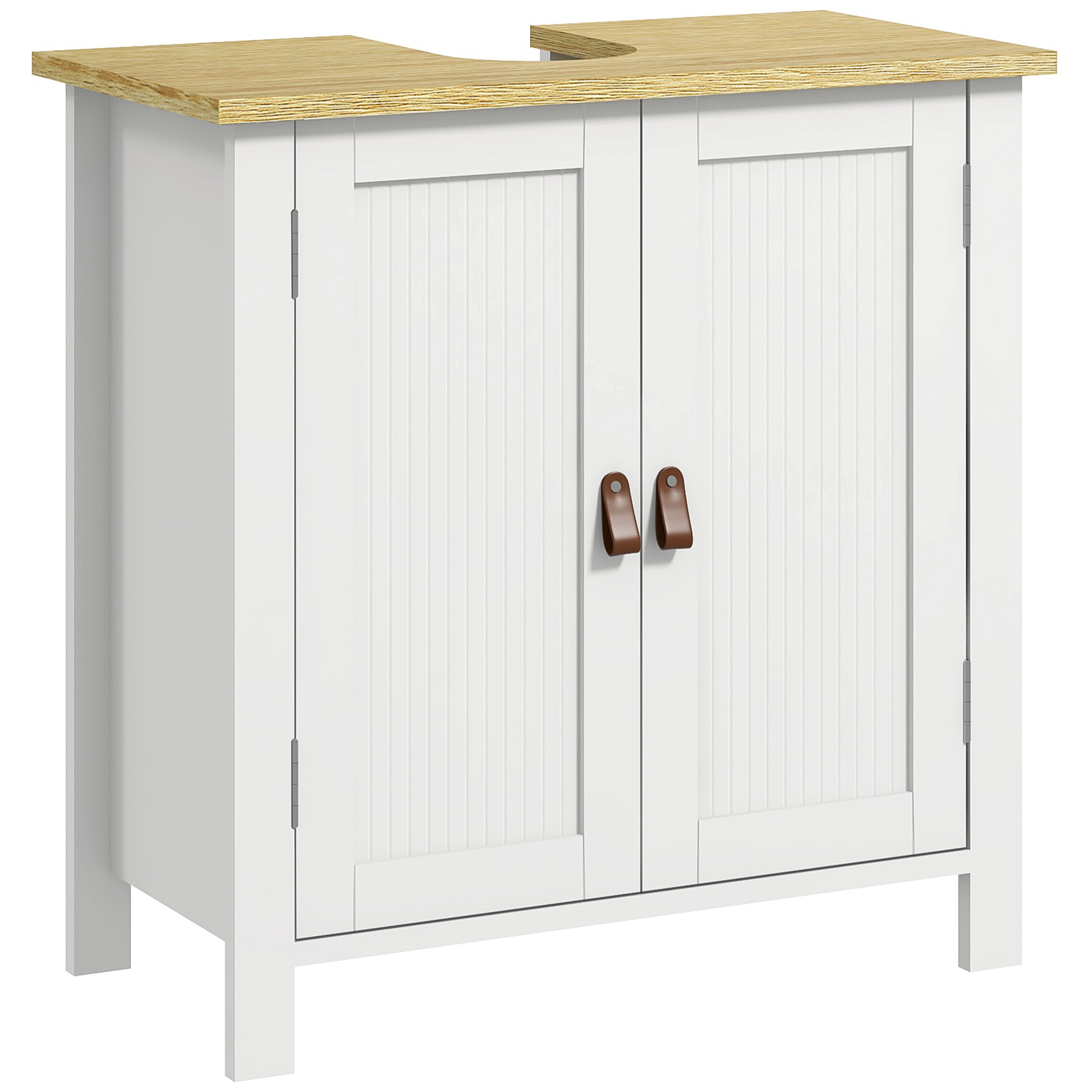 Mueble bajo Lavabo Mueble de Lavabo con Pie Mueble de Baño con 2 Puertas 2 Mangos y Estante Ajustable sin Lavabo 60x30x60 cm Blanco