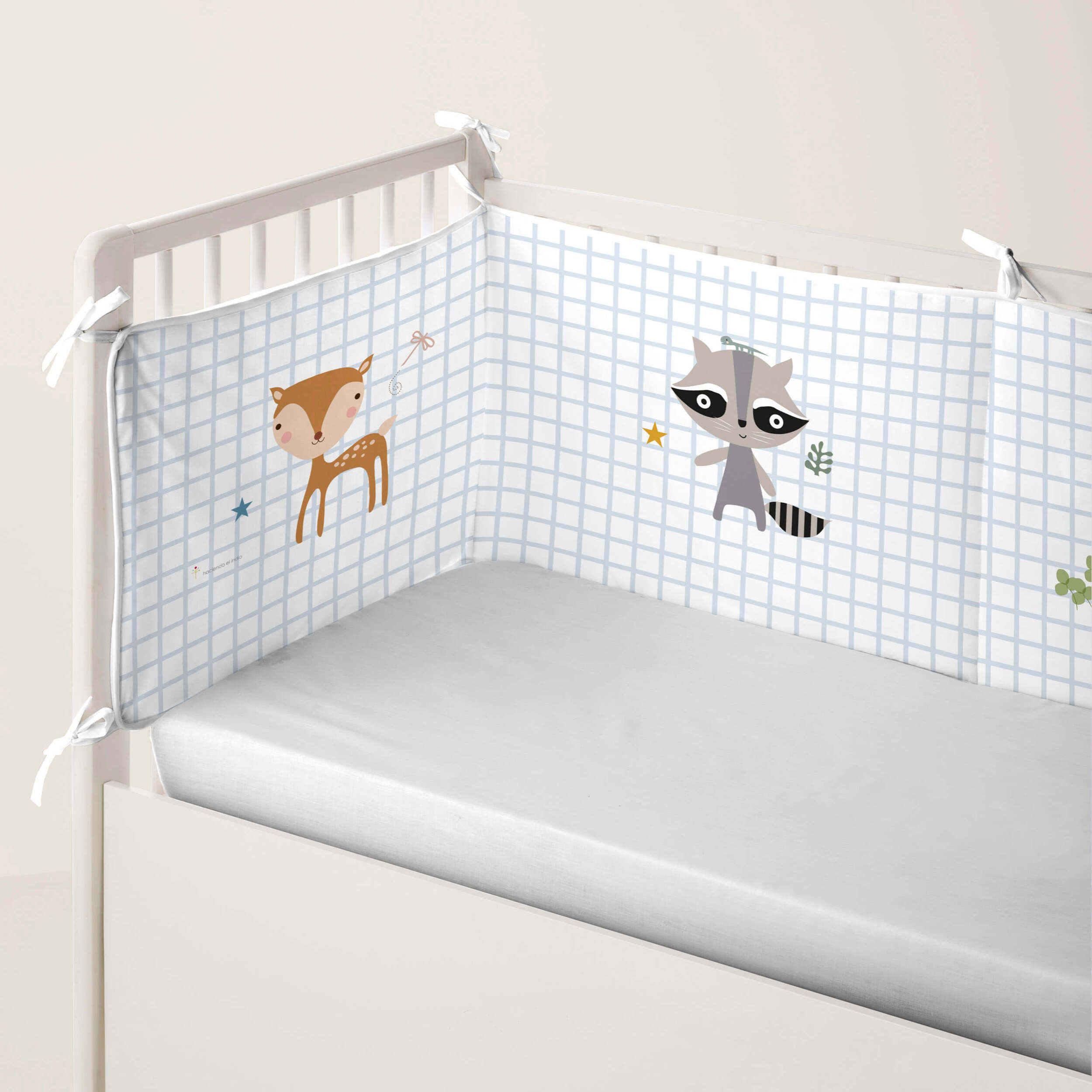 Protector de cuna - Algodón - Con Cintas - Aventura Bosque