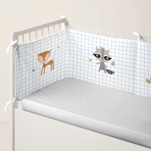 Protector de cuna - Algodón - Con Cintas - Aventura Bosque