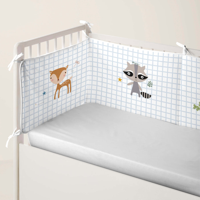 Protector de cuna - Algodón - Con Cintas - Aventura Bosque