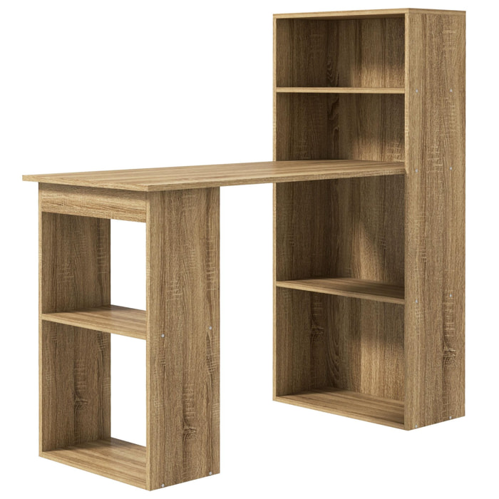 Bureau informatique 120L x 55l x 120H cm bibliothèque adjacente multi-rangements bois chêne