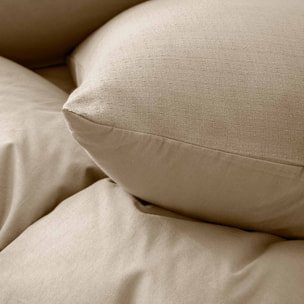 Parure de lit 3 pièces en coton tissage épais housse + taies - Naturel