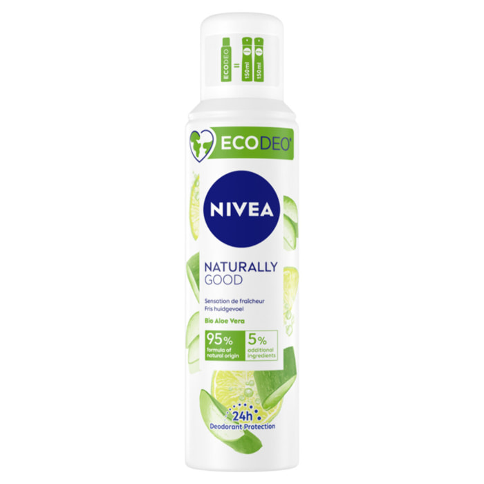 Pack de 3 - NIVEA - Déodorant ECODEO Femme NIVEA Aloe Vera BIO Naturally Good 125ml