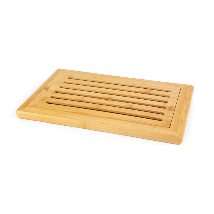 Planche à découper 38x25x2 cm avec grille ramasse-miettes Excelsa- Eco Living, Bambou Bois Naturel