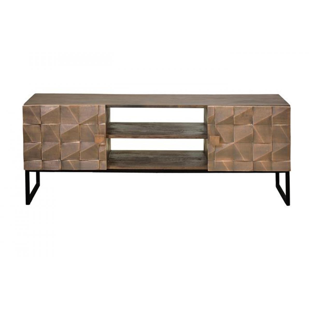 Mueble TV - Madera de Mango y Bronce - 55x140x40cm