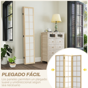 Biombo de 3 Paneles Separador de Ambientes Plegable 120x170 cm Biombo Separador de Ambientes para Salón Dormitorio Oficina Madera y Blanco