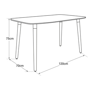 Table rectangulaire 120 × 70cm noire PIA