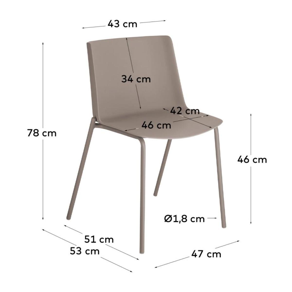 Kave Home - Sedia Hannia marrone e gambe in acciaio marrone