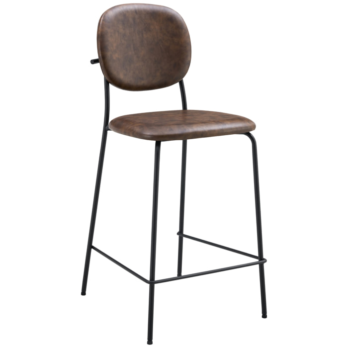 Lot de 2 tabourets de bar en simili marron EDMOND