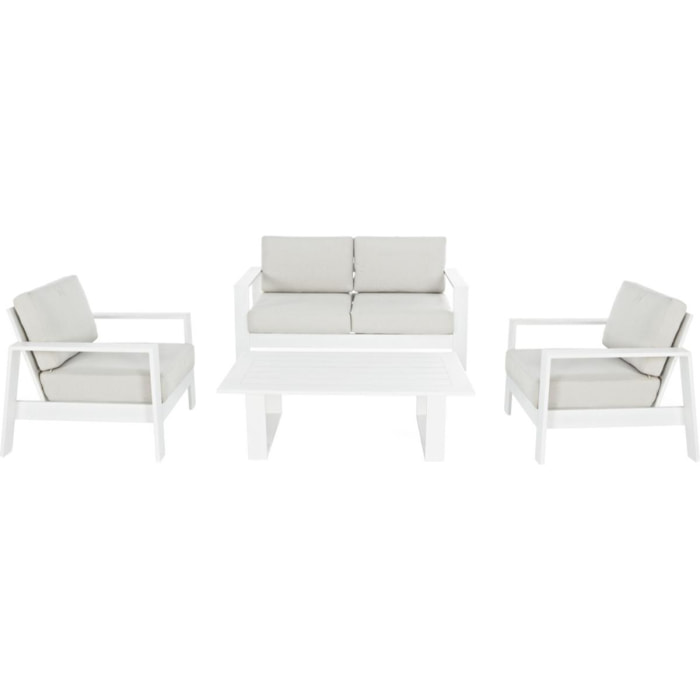 Set da giardino completo Bars in alluminio bianco