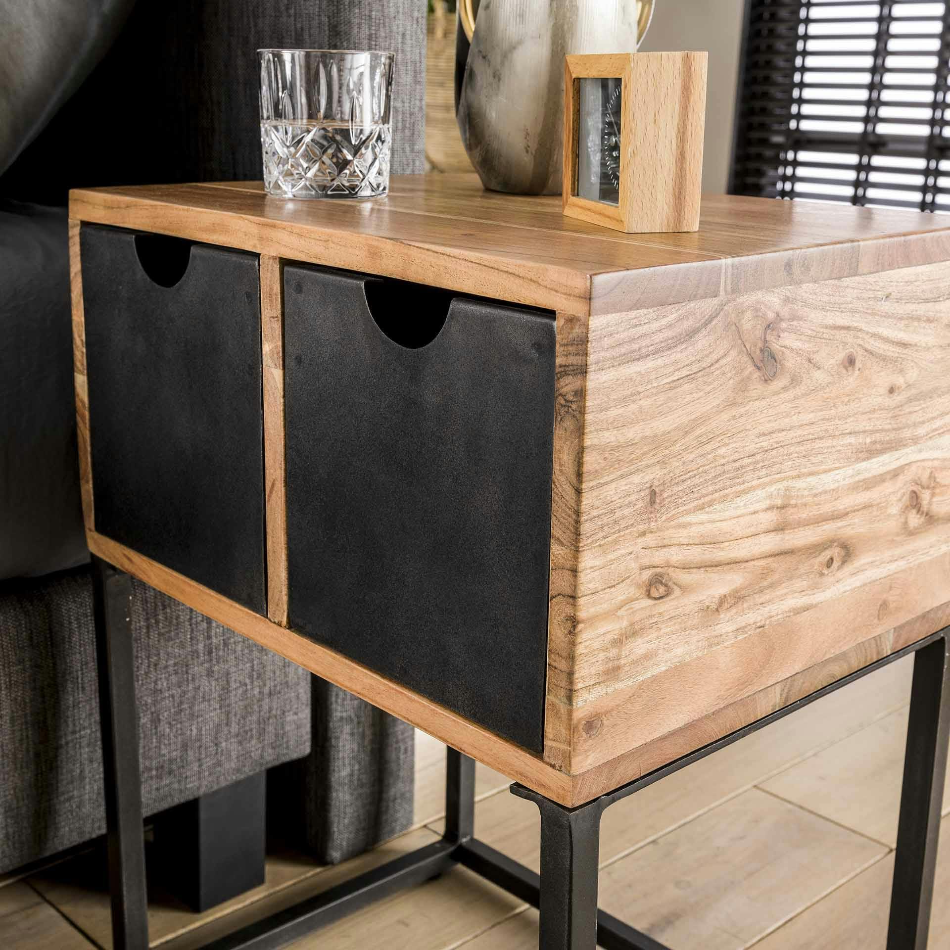 Table de chevet bois/métal industrielle BUNBURY