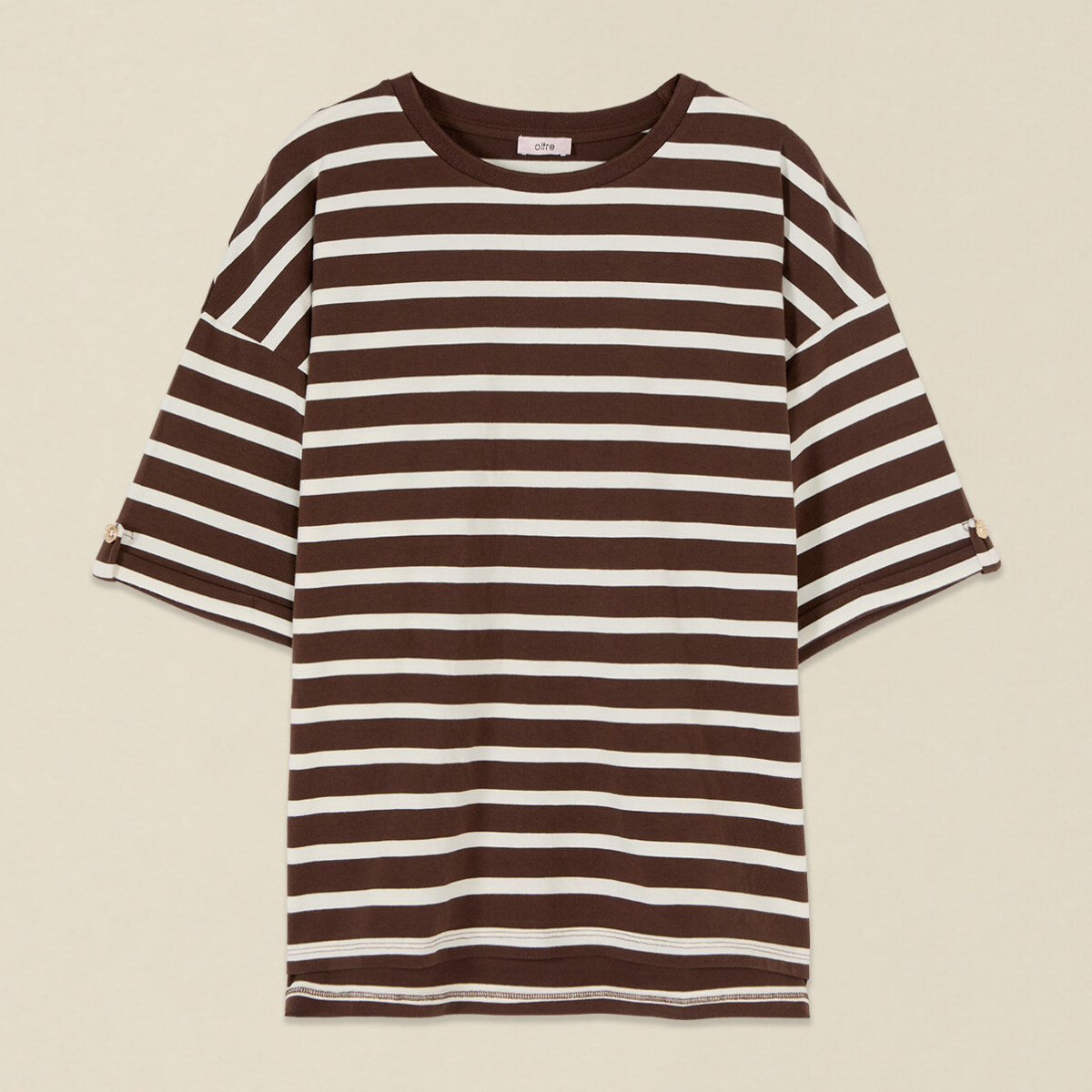 Oltre - T-shirt over a righe - Marrone