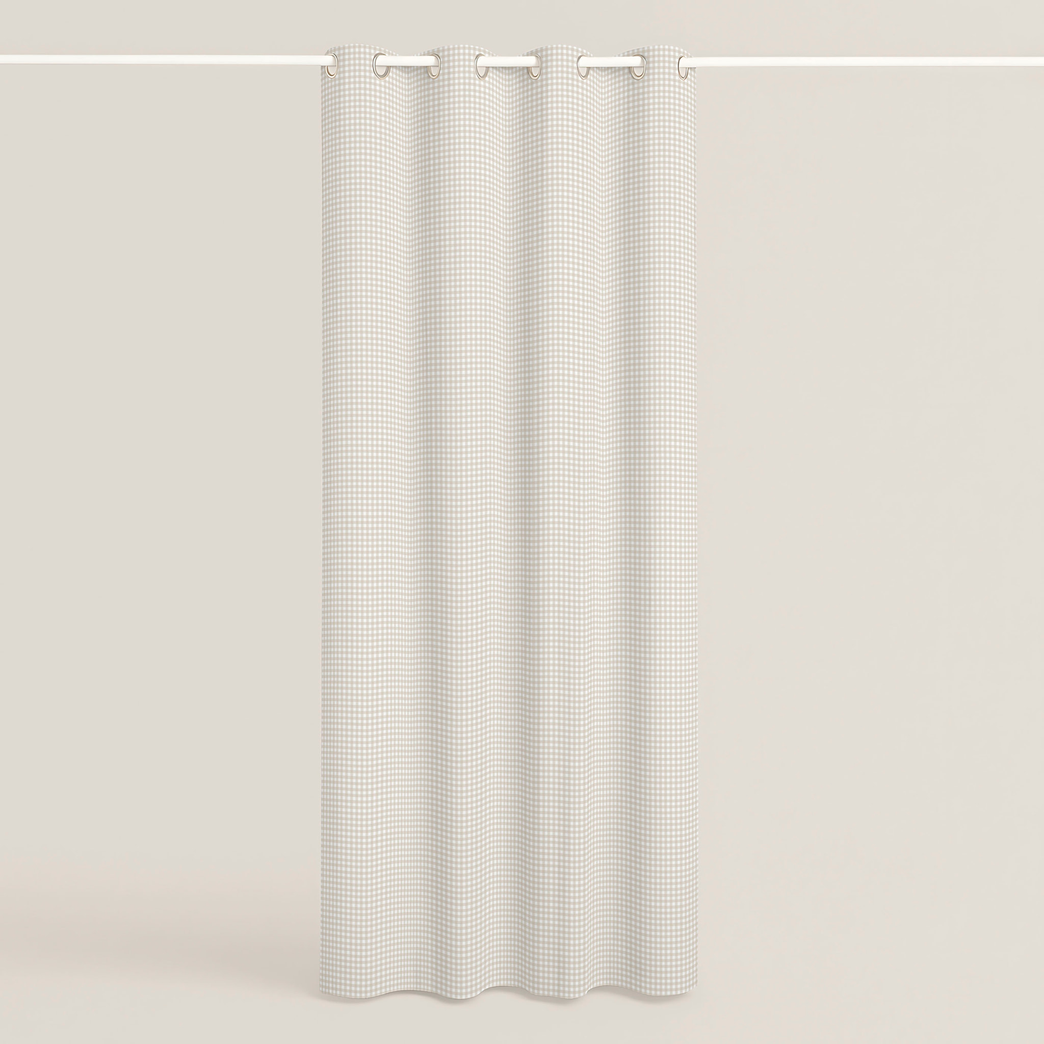 Cool Kids - Cortina Estampada - Con Ojales - 100% Algodón - Vichy Beige