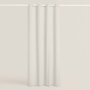 Cool Kids - Cortina Estampada - Con Ojales - 100% Algodón - Vichy Beige