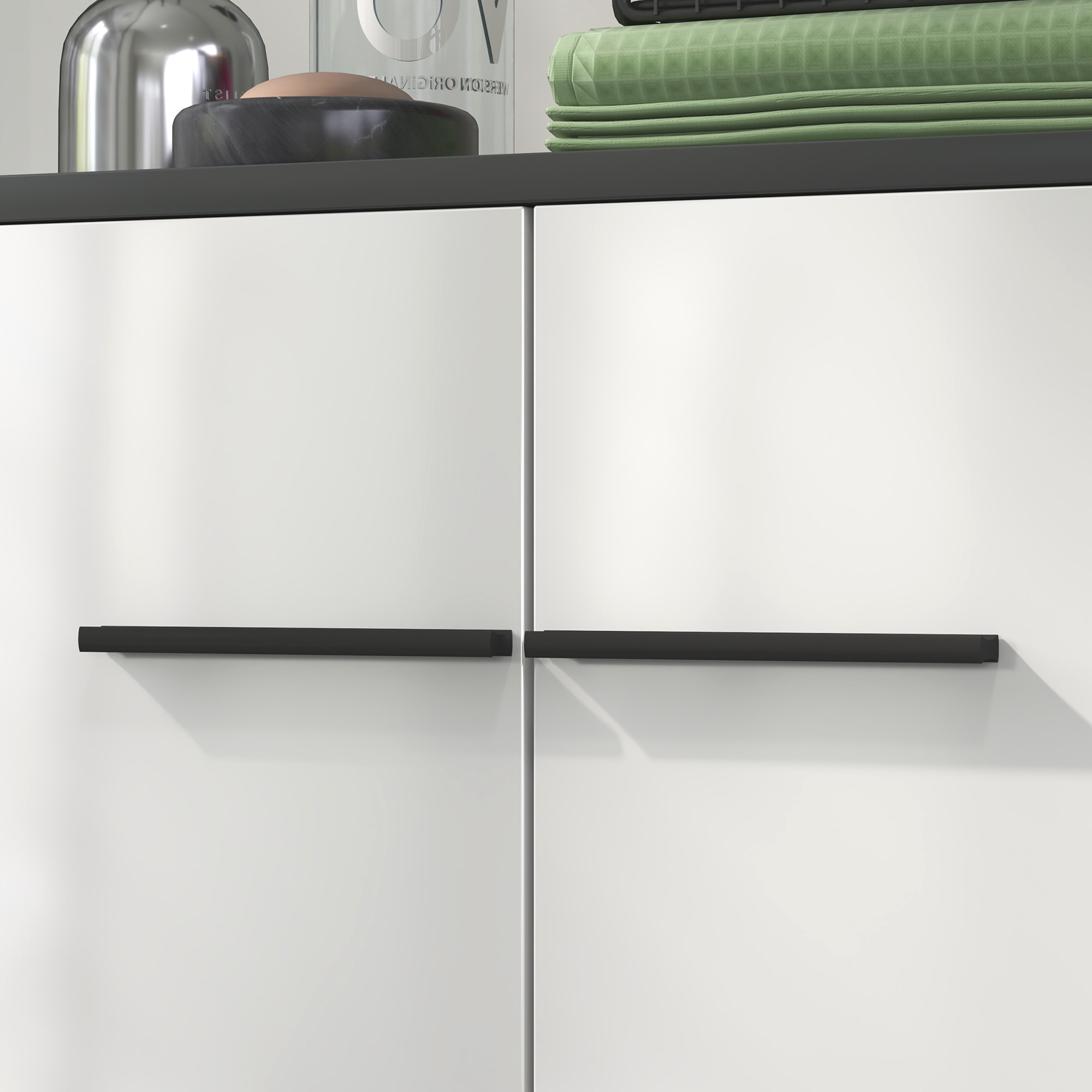 Armario de Baño Mueble Auxiliar de Baño con Puertas Estantes Ajustables y Sistema Anti-vuelco 60x34x94 cm Blanco Brillo