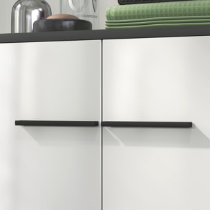 Armario de Baño Mueble Auxiliar de Baño con Puertas Estantes Ajustables y Sistema Anti-vuelco 60x34x94 cm Blanco Brillo