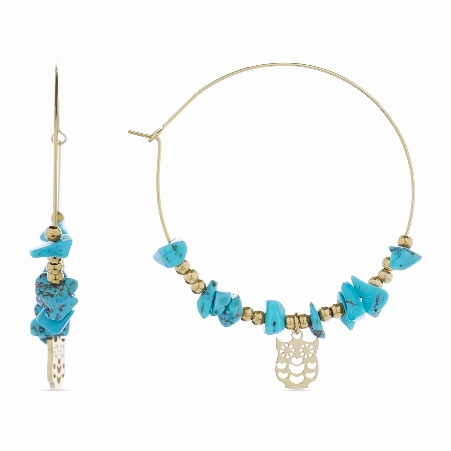Pendientes de Turquesa acabados en oro amarillo de 18K- Nanra
