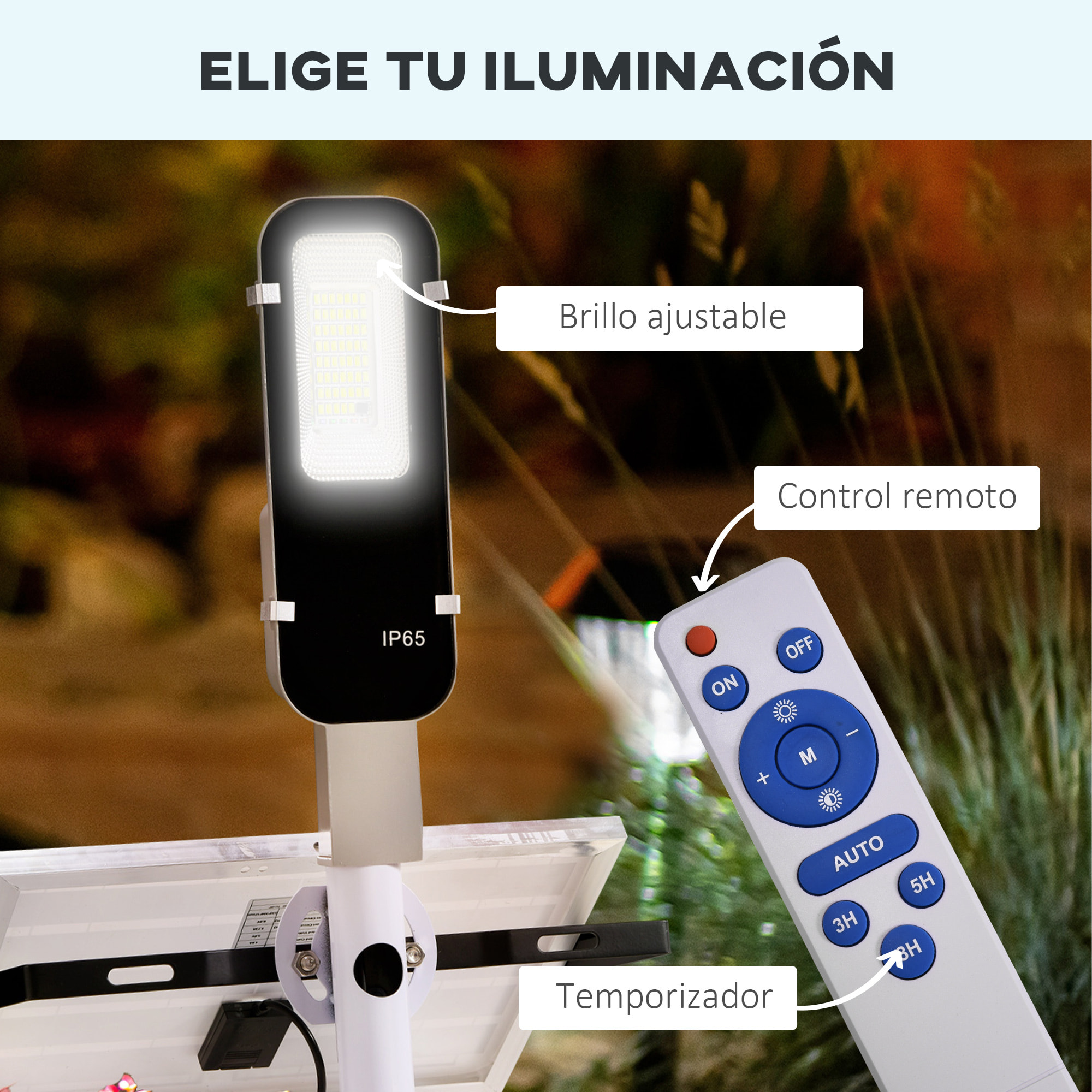 Luz Solar Exterior con 54 LED Luz de Seguridad de Pared de Aluminio IP65 Impermeable con Iluminación Blanca Fría y Mando a Distancia para Jardín Patio Camino 68x37x16 cm Plata