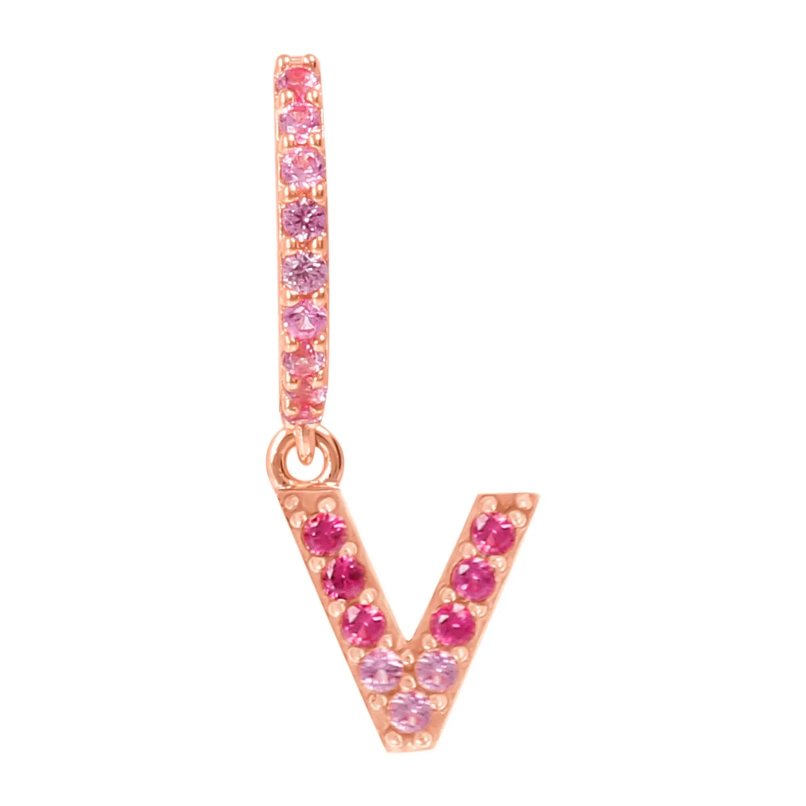 Orecchino Pendente con Lettera V in Pavé di Cubic Zirconia Blu