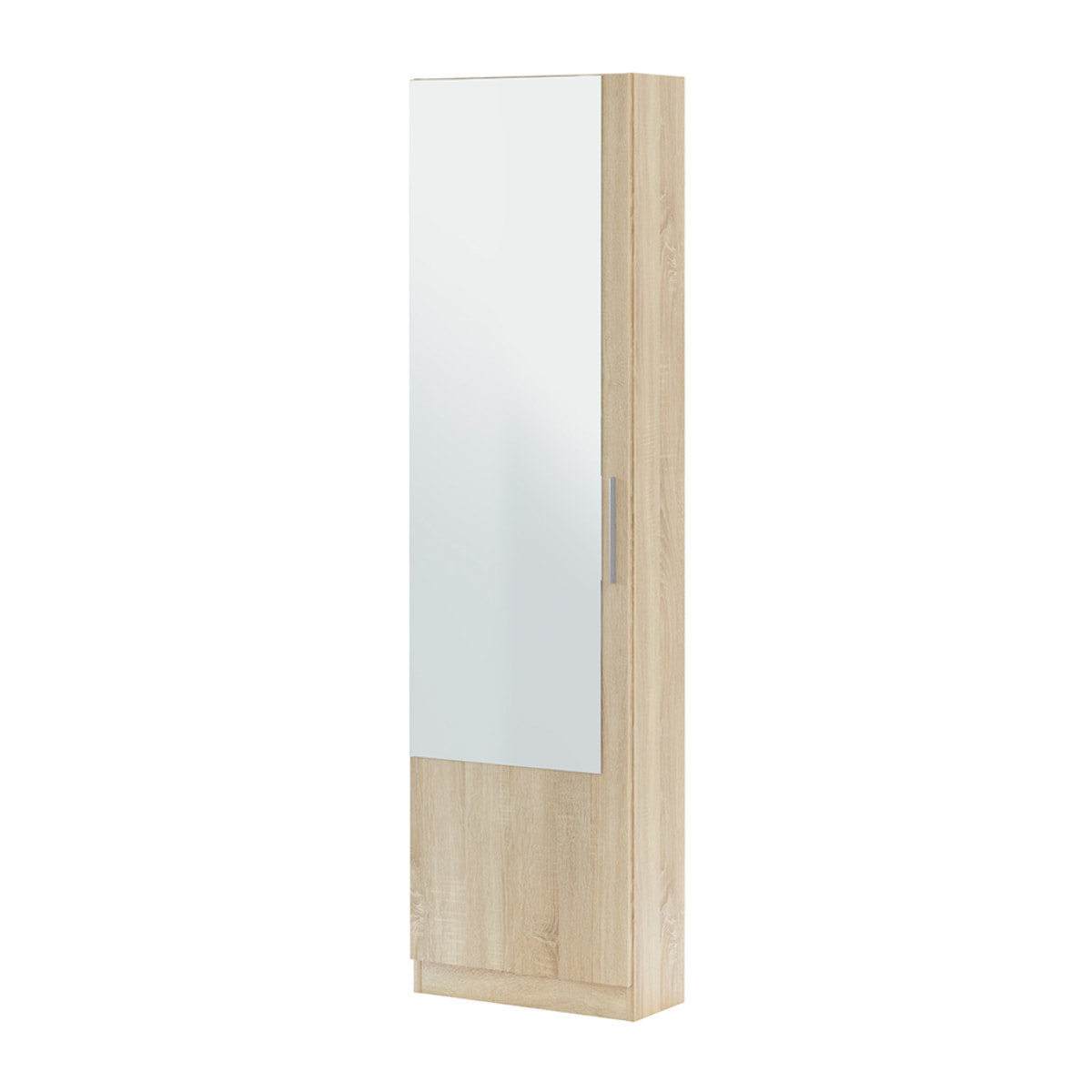 Armario Zapatero Suelo Con Espejo 180x50x22cm Roble Canadian
