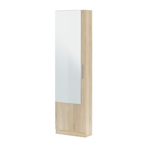 Armario Zapatero Suelo Con Espejo 180x50x22cm Roble Canadian
