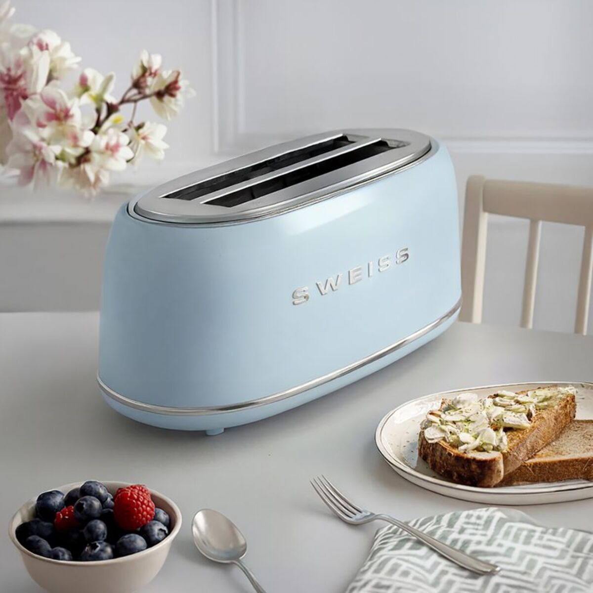 Grille-pain SWEISS baguette vintage bleu GRV6