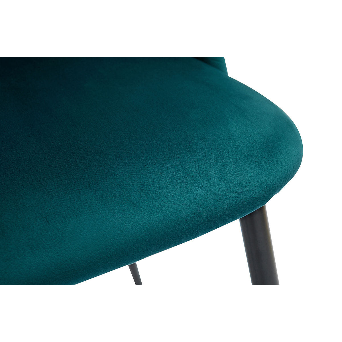 Chaises design en tissu velours bleu pétrole et métal noir (lot de 2) CELESTE