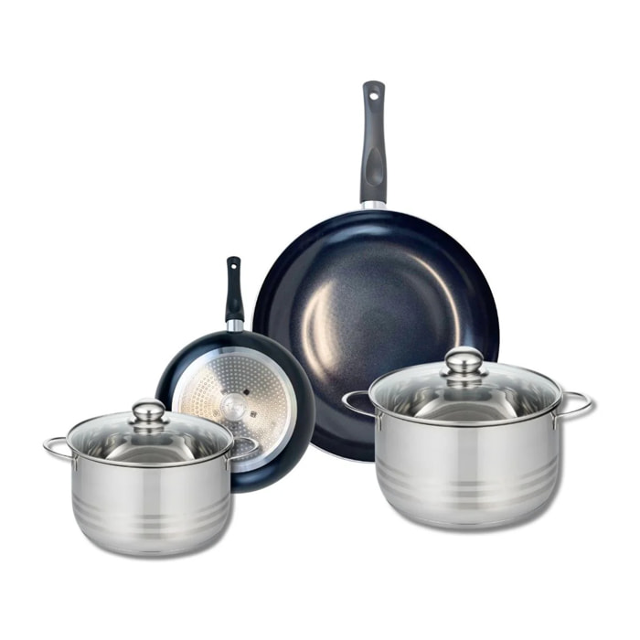 Ensemble de 2 Poêles de cuisson 20 et 32 cm et 2 faitouts 20 et 24 cm Elo Prima Brillant