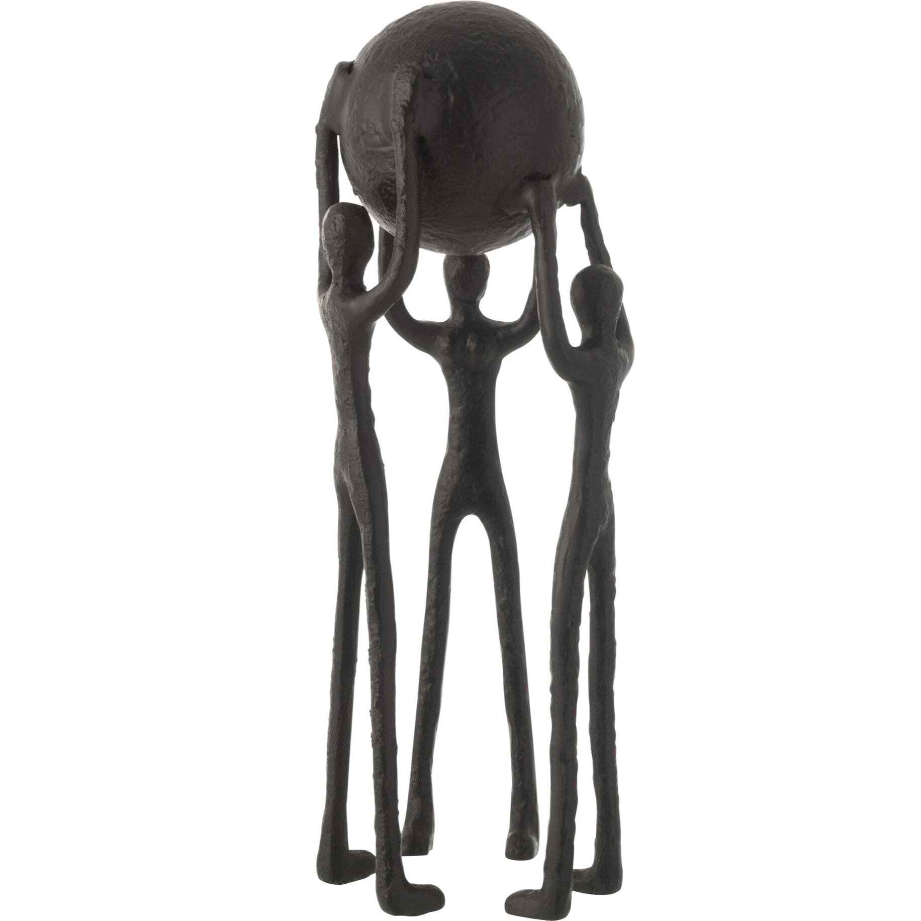 J-Line décoration 3 Personnage Portant Une Balle - aluminium - noir