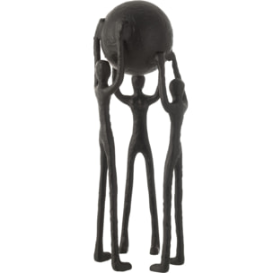 J-Line décoration 3 Personnage Portant Une Balle - aluminium - noir