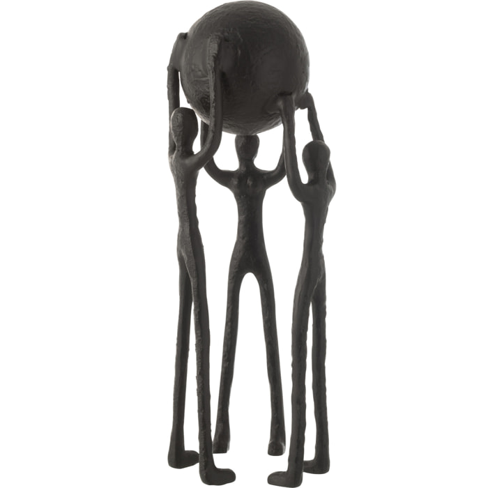 J-Line décoration 3 Personnage Portant Une Balle - aluminium - noir