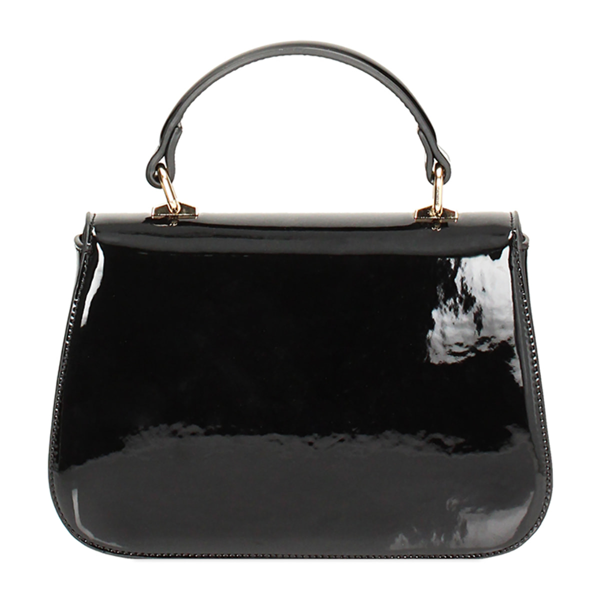 Minibolsa negra de charol redonda