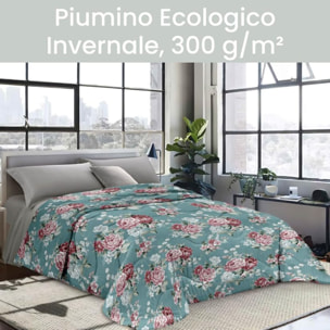 INTRECCI Piumino Matrimoniale, 260 x 260 cm, Piumino Ecologico, Caldo, Invernale, 300 g/m², Anallergico e Antiacaro, Made in Italy, Lavabile in Lavatrice, Soffice, Morbido. Fantasia: Bouquet