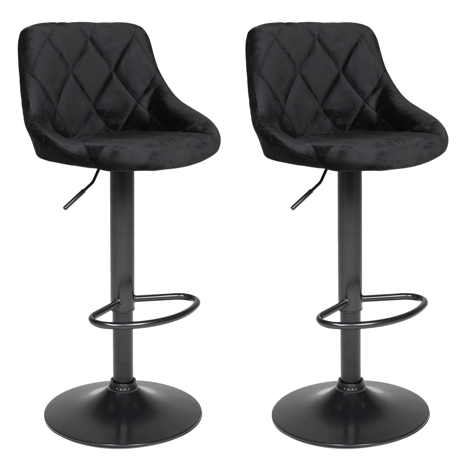 Lot de 2 tabourets de bar en velours noir ROBIN