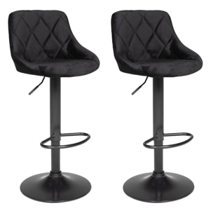 Lot de 2 tabourets de bar en velours noir ROBIN