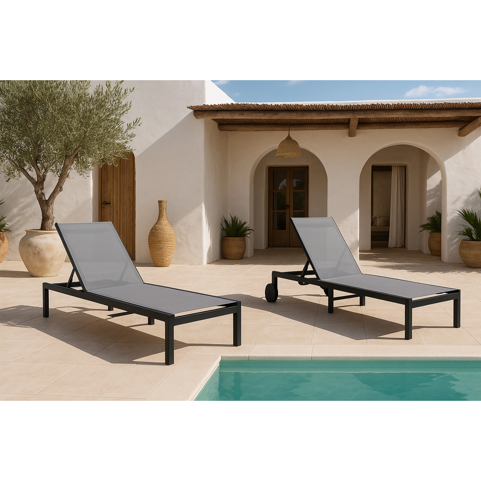 Tumbona – Aluminio y textilene gris