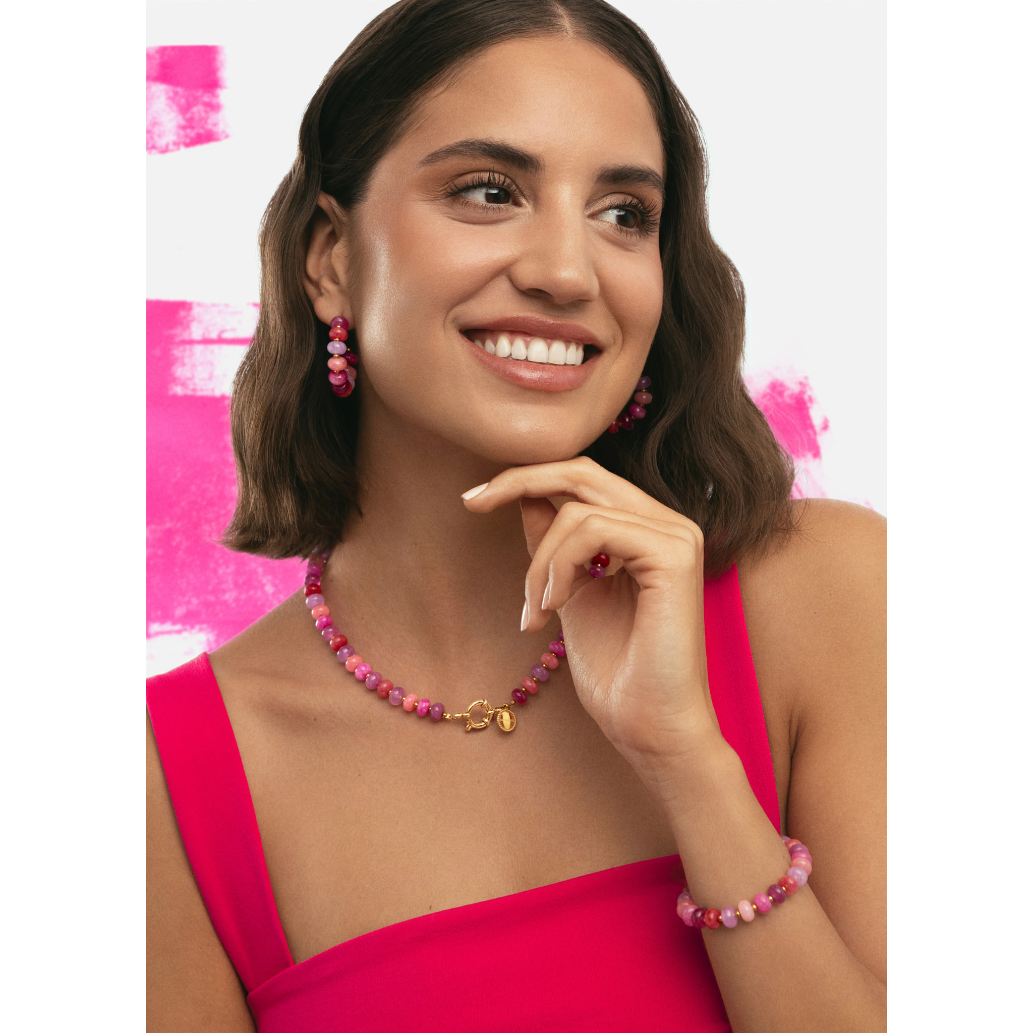 Bracciale Rosé Stones Acciao Placcato Oro