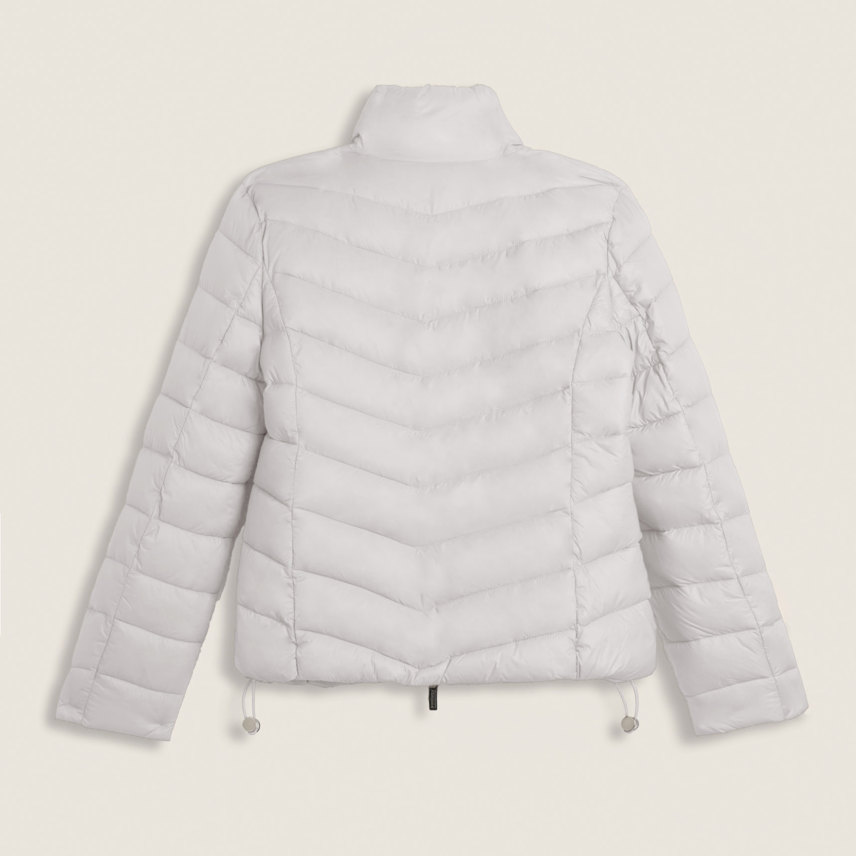 Piumino donna trapuntato con collo alto e finitura lucida