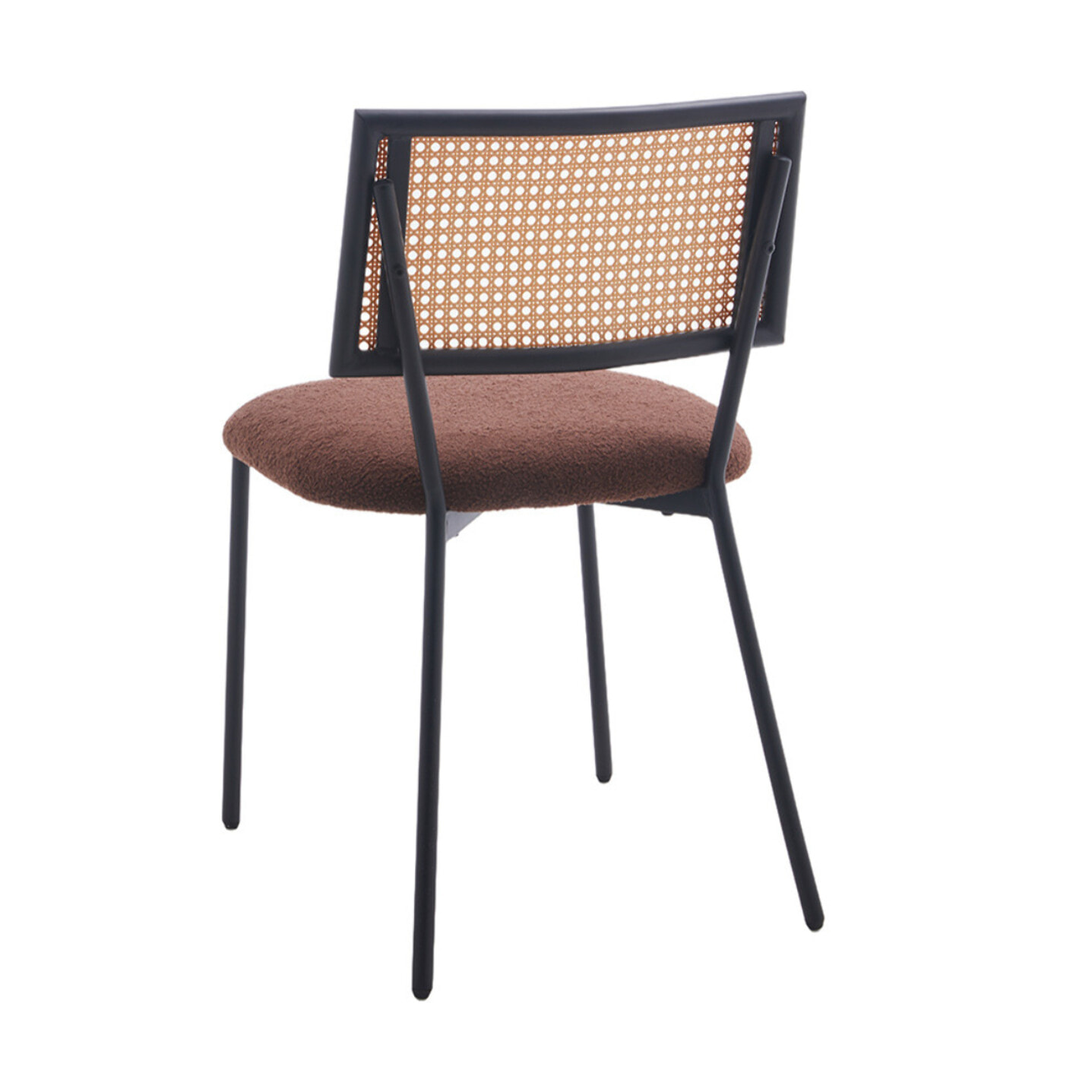 Luciano - lot de 2 chaises cannage - en tissu bouclette - Marron