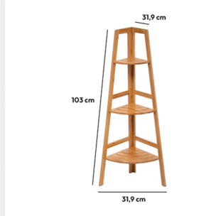 Étagère d'angle 3 niveaux Bambou