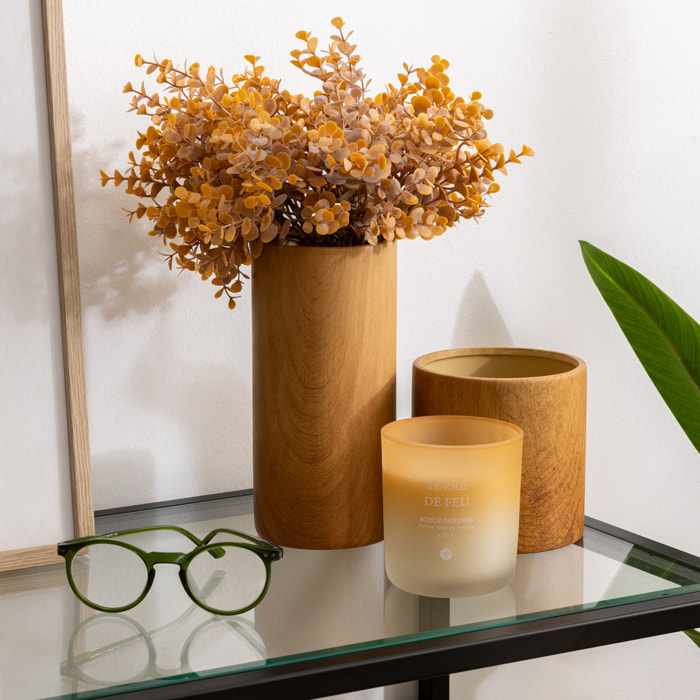 Vase cylindre "Sao" céramique marron H20cm