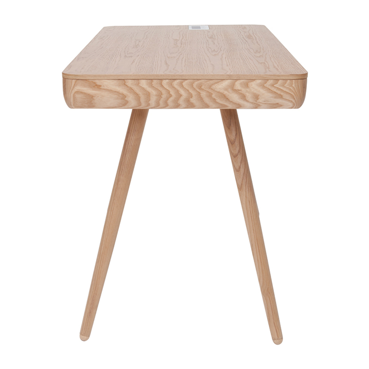 Bureau connecté multimédia  avec tiroir bois clair massif L120 cm CLEVER