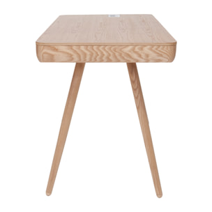 Bureau connecté multimédia  avec tiroir bois clair massif L120 cm CLEVER