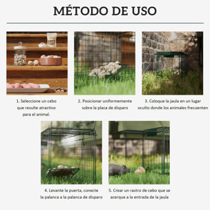 Trampa para Animales Vivos 100x24x30 cm Trampa para Ratas con 2 Puertas y Marco de Acero para Interior y Exterior Verde