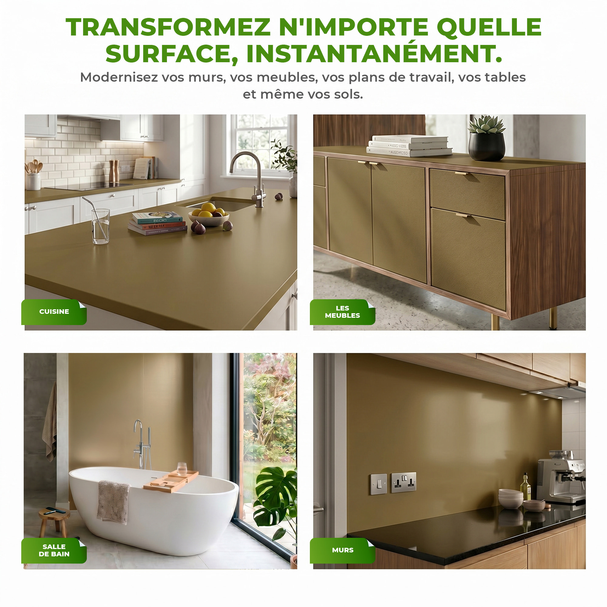 Rouleau adhésif décoratif Vinyle au Mètre - Marron clair - Sticker Lavable Imperméable Mur Cuisine Meubles