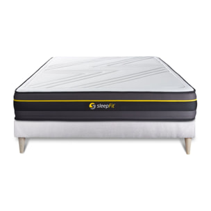Ensemble - Matelas Mémoire de forme 24cm d'épaisseur - 5 zones de confort - Confort ferme - Sommier tapissier en kit - 2 places