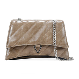 Bolso de hombro taupe con solapa y cadena