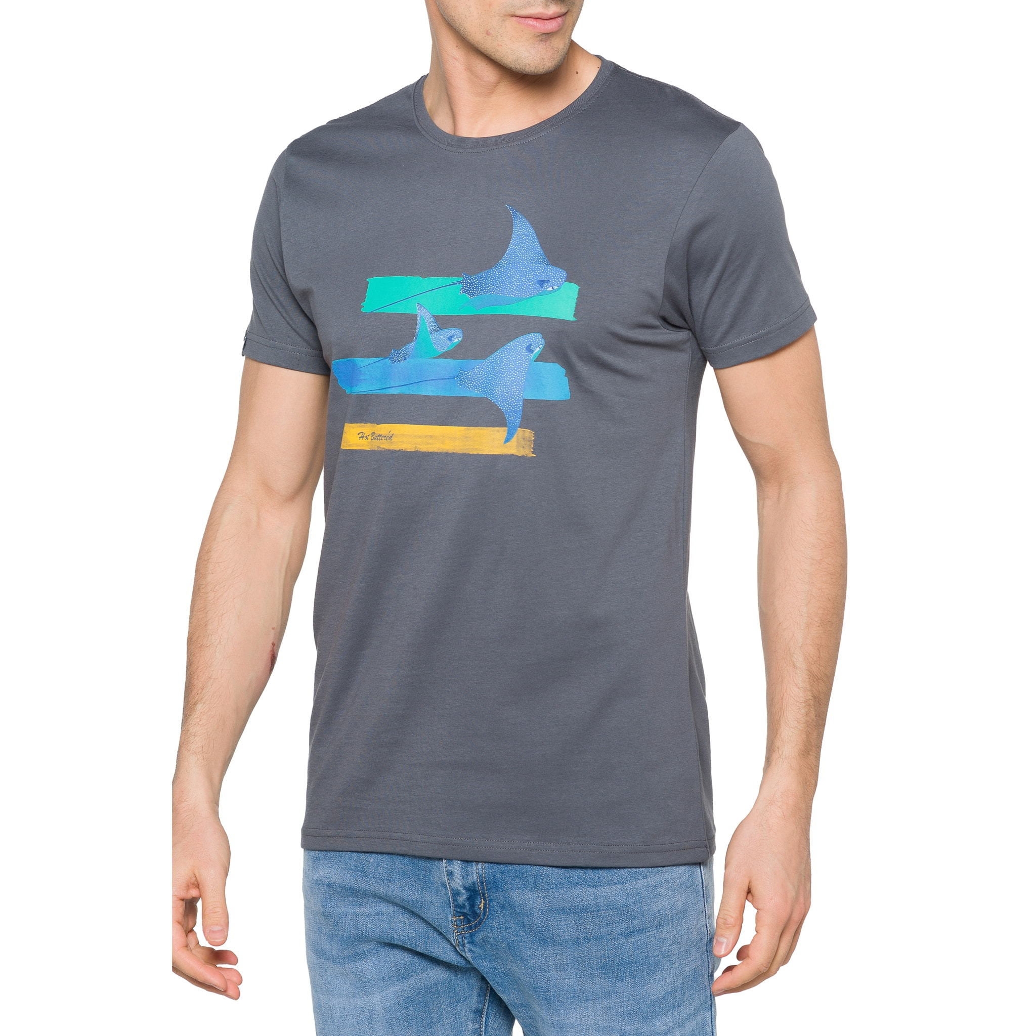 T-shirt in cotone 150 gr Wings Hot Buttered Grigio Scuro