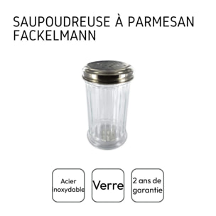 Saupoudreuse à parmesan et sucre glace en verre 13 cm Fackelmann